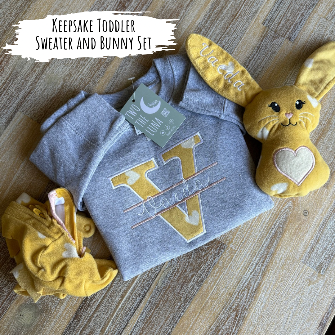 Custom Keepsake TODDLER Sweater & Bunny SET